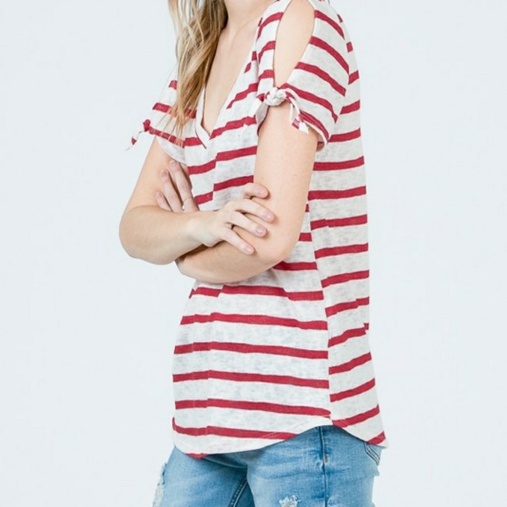 Stripe v neck top